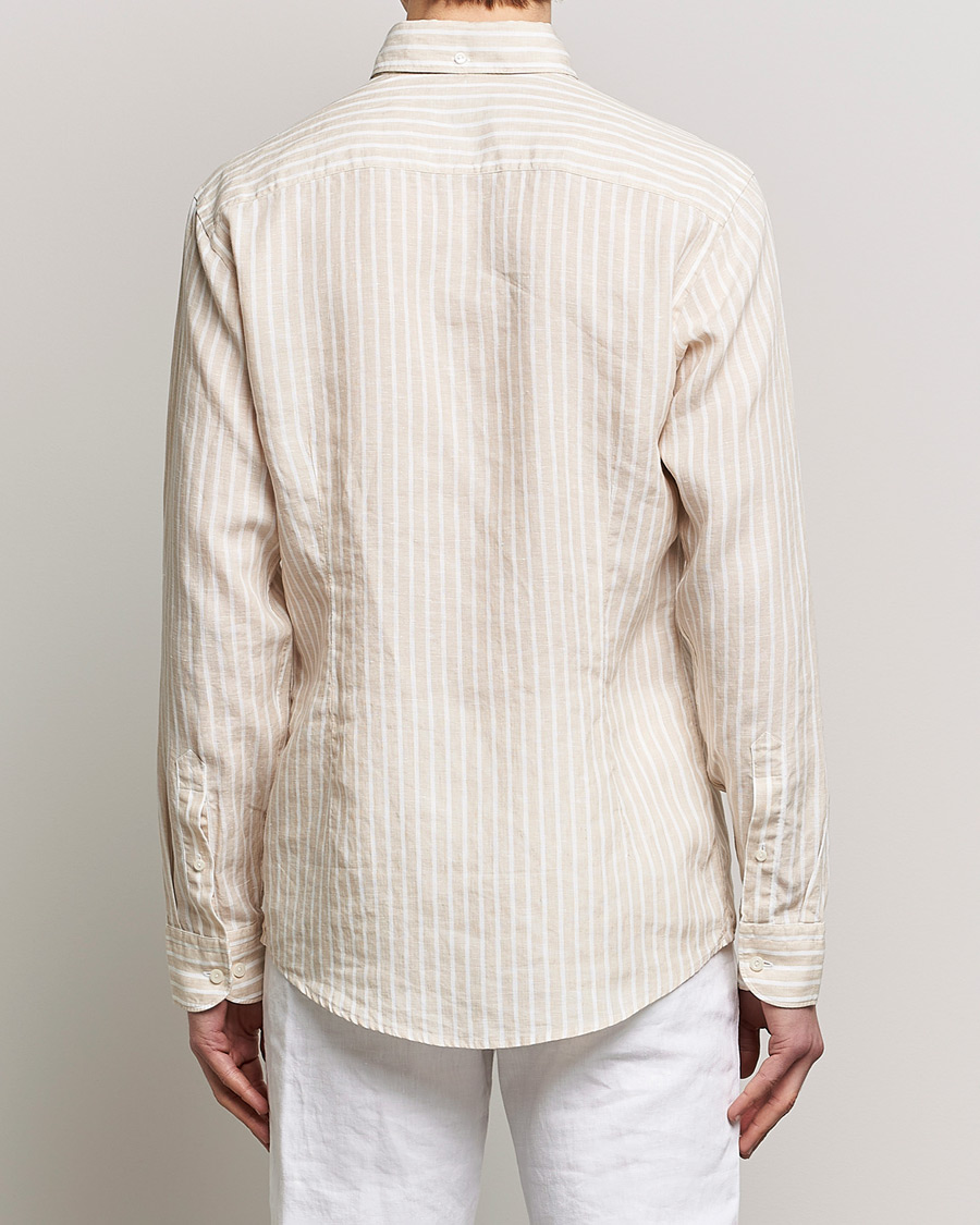 Herren | Hemden | Eton | Slim Fit Striped Linen Shirt Brown