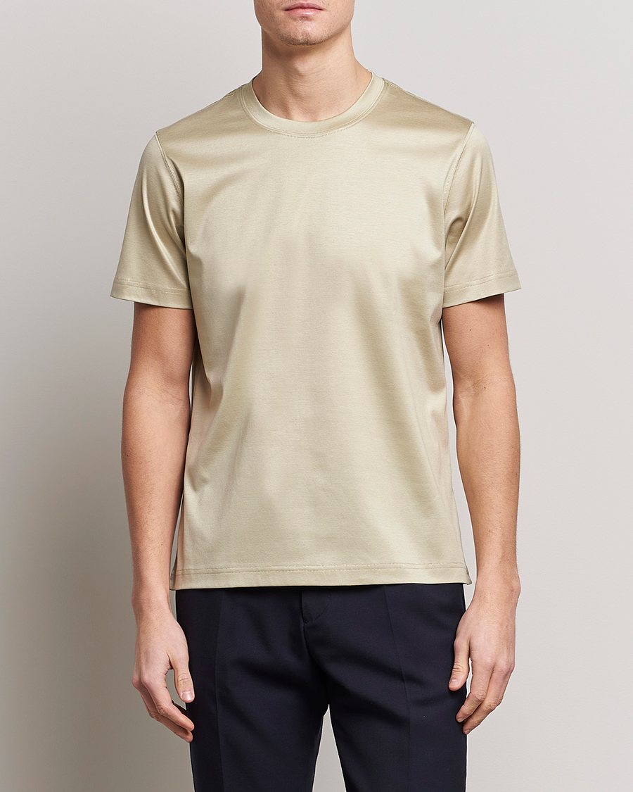 Herren | T-Shirts | Eton | Filo Di Scozia T-Shirt Light Brown