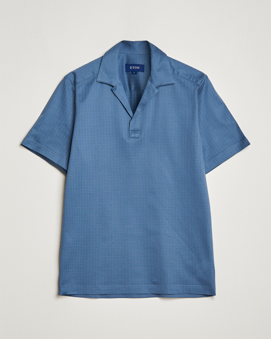 Herren | Poloshirts | Eton | Filo Di Scozia Open Collor Shirt Light Blue