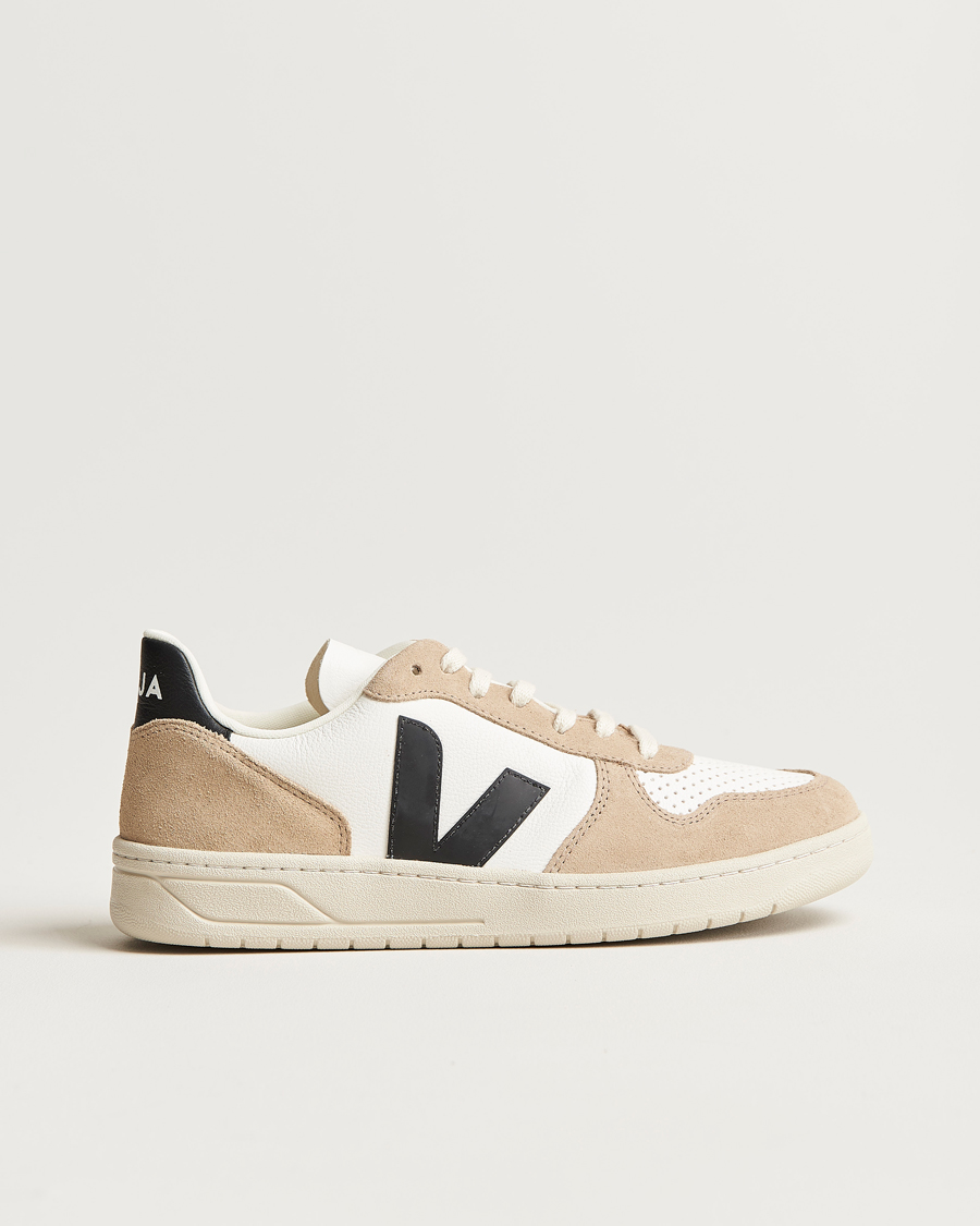 Herren | Veja V-10 Chromefree Leather Extra White/Black Sahara | Veja | V-10 Chromefree Leather Extra White/Black Sahara