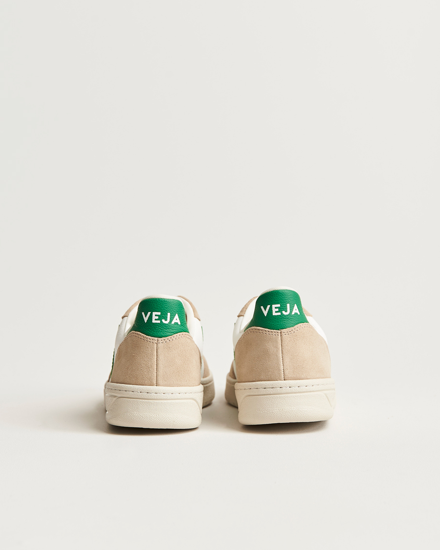 Herren | Veja V-10 Chromefree Leather Extra White/Emeraude Green | Veja | V-10 Chromefree Leather Extra White/Emeraude Green