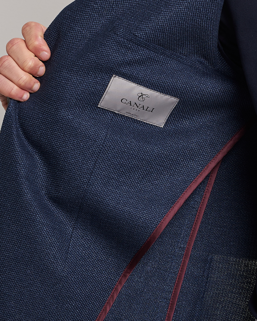Herren | Sakkos | Canali | Linen/Cotton Jersey Blazer Dark Blue