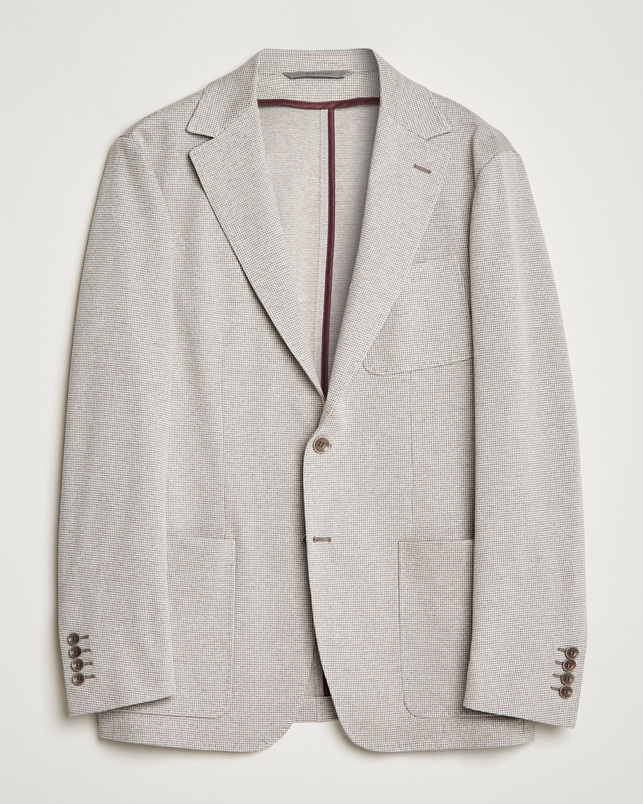 Herren | Sakkos | Canali | Houndstooth Jersey Blazer Beige