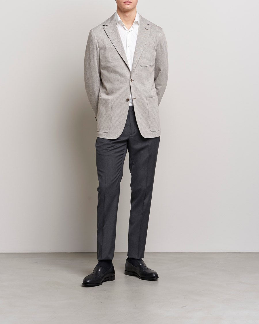 Herren | Sakkos | Canali | Houndstooth Jersey Blazer Beige