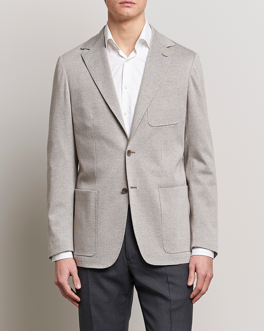 Herren | Sakkos | Canali | Houndstooth Jersey Blazer Beige