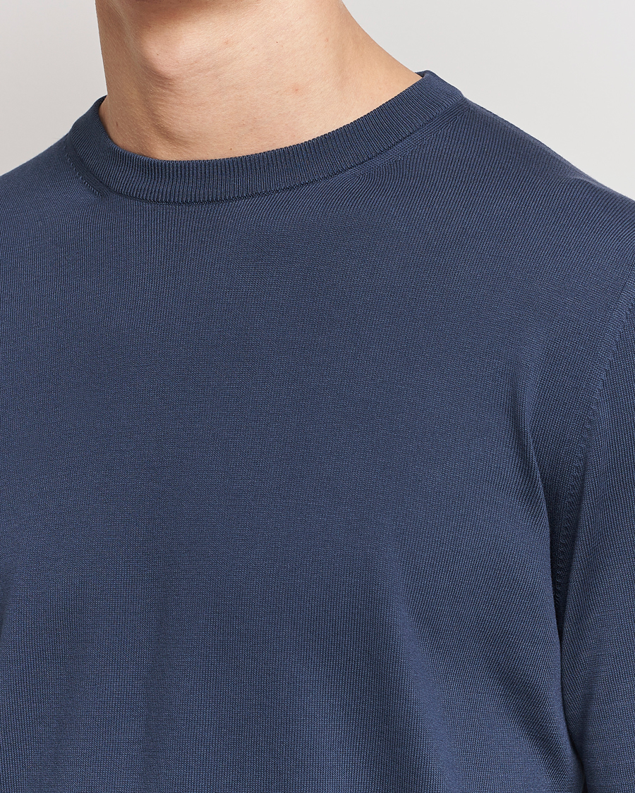 Herren | Pullover | Canali | Cotton Crew Neck Pullover Steel Blue