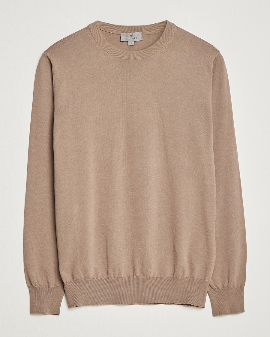 Herren | Pullover | Canali | Cotton Crew Neck Pullover Brown