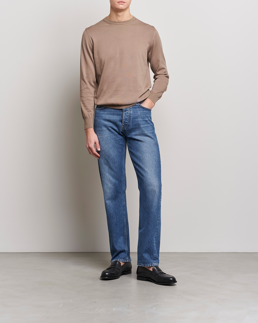 Herren | Pullover | Canali | Cotton Crew Neck Pullover Brown