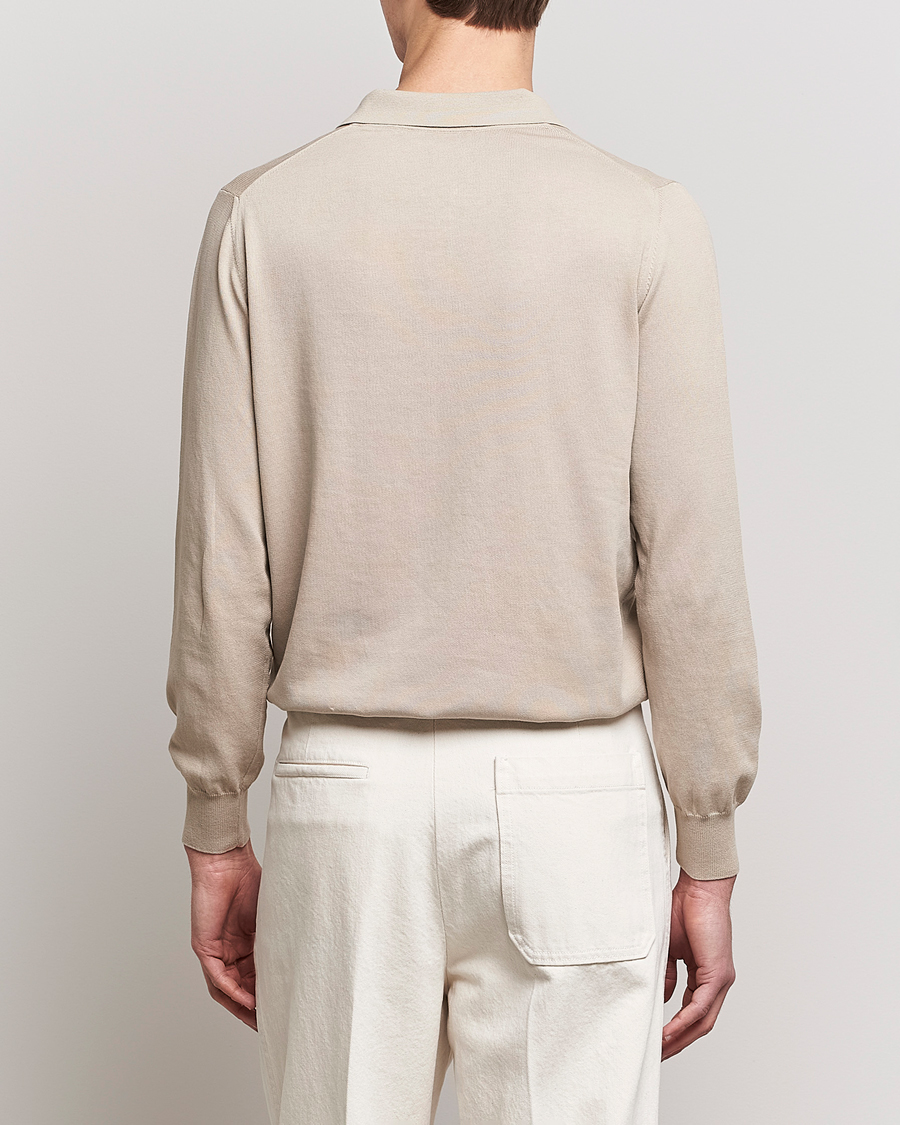Herren | Pullover | Canali | Cotton Long Sleeve Polo Beige