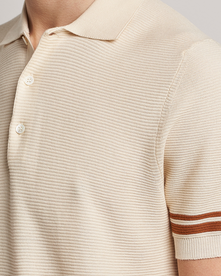 Herren | Pullover | Canali | Short Sleeve Knitted Polo Beige