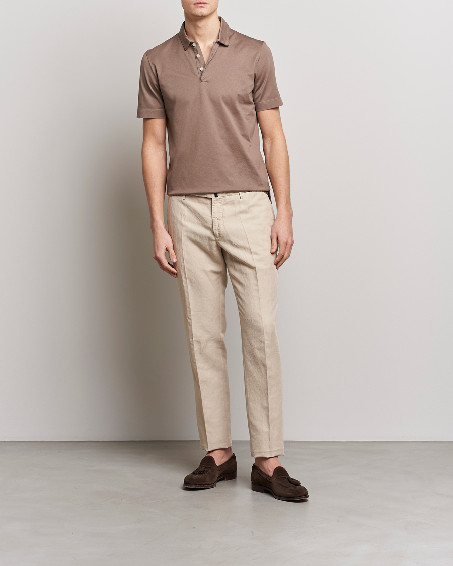 Herren | Poloshirts | Canali | Short Sleeve Polo Pique Taupe