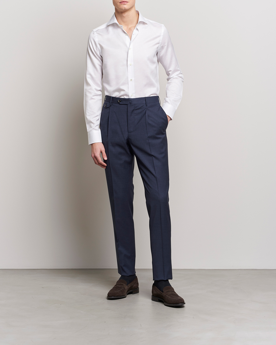 Herren | Hemden | Canali | Slim Fit Linen Shirt White