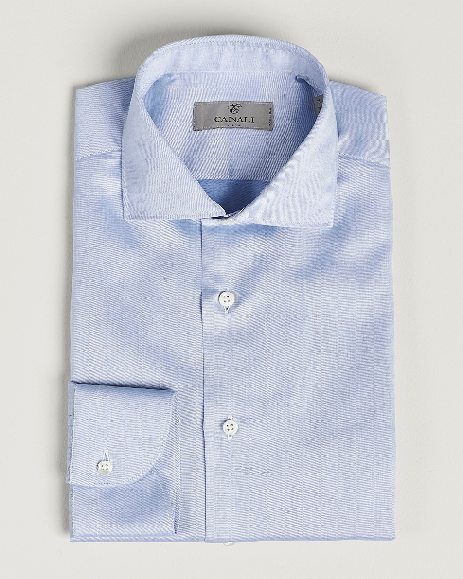 Herren | Hemden | Canali | Slim Fit Linen Shirt Light Blue