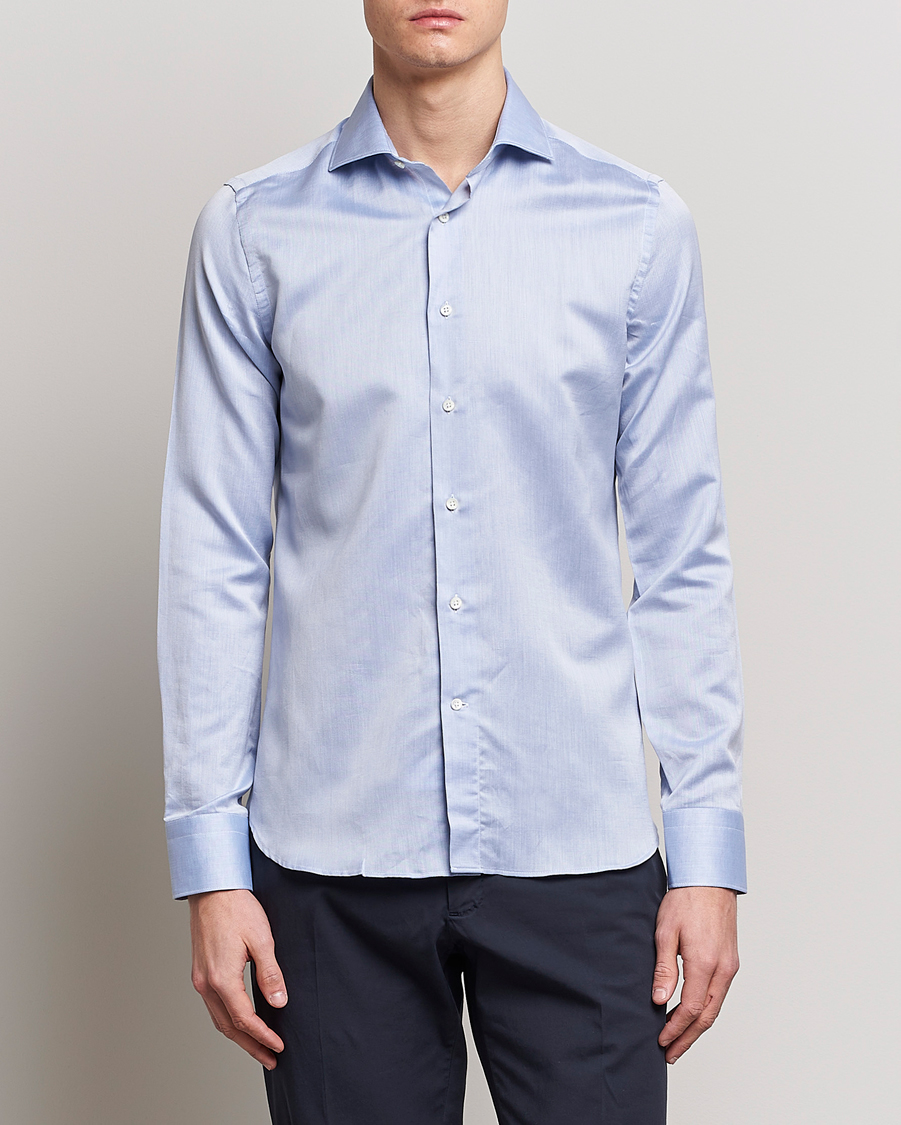 Herren | Hemden | Canali | Slim Fit Linen Shirt Light Blue