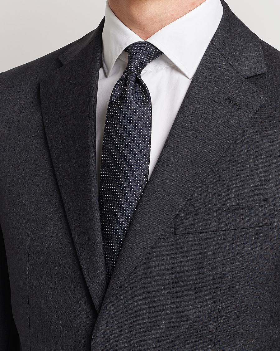 Herren | Canali Micro Jacquard Silk Tie Navy | Canali | Micro Jacquard Silk Tie Navy