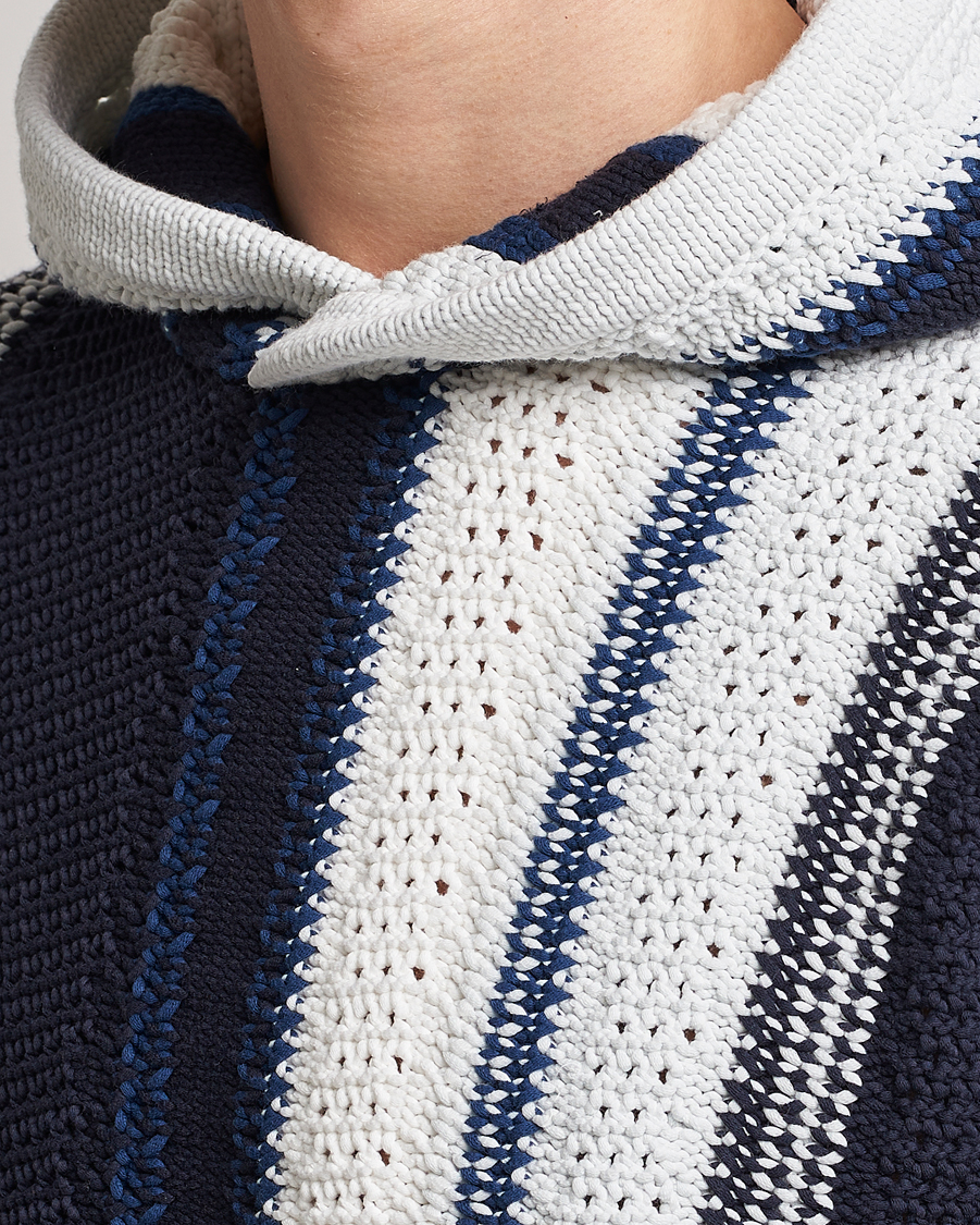 Herren | Pullover | Orlebar Brown | Kirk Tanami Striped Cotton Hood Sea Mist/Night Iris
