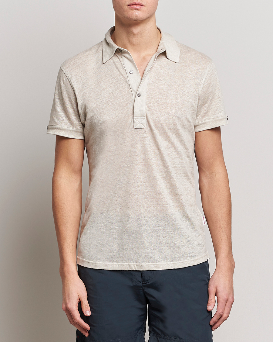 Herren | Poloshirts | Orlebar Brown | Sebastian Linen Polo Pebble