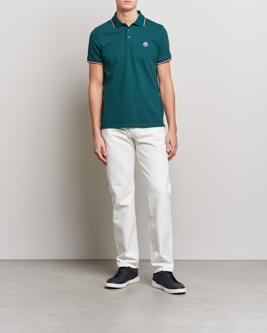 Herren | Poloshirts | Moncler | Contrast Rib Polo Bottle Green