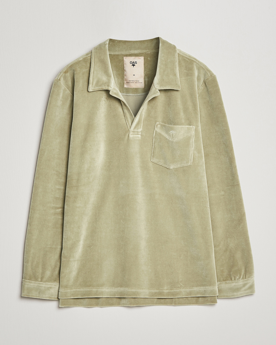 Herren | Hemden | OAS | Long Sleeve Velour Shirt Washed Green