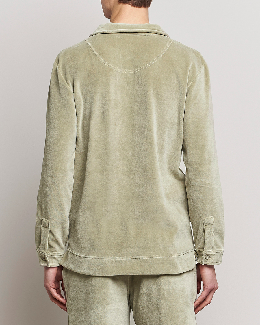 Herren | Hemden | OAS | Long Sleeve Velour Shirt Washed Green