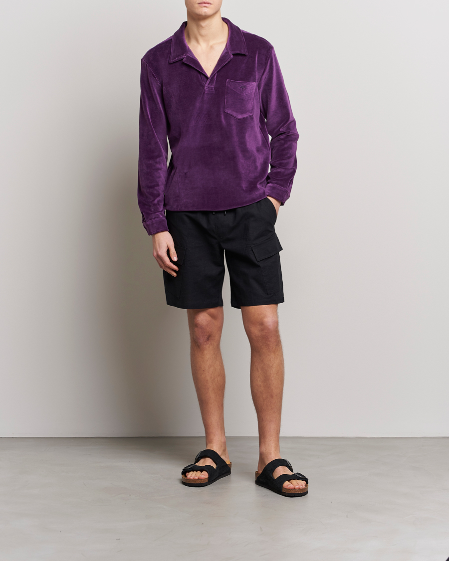 Herren | Hemden | OAS | Long Sleeve Velour Shirt Purple