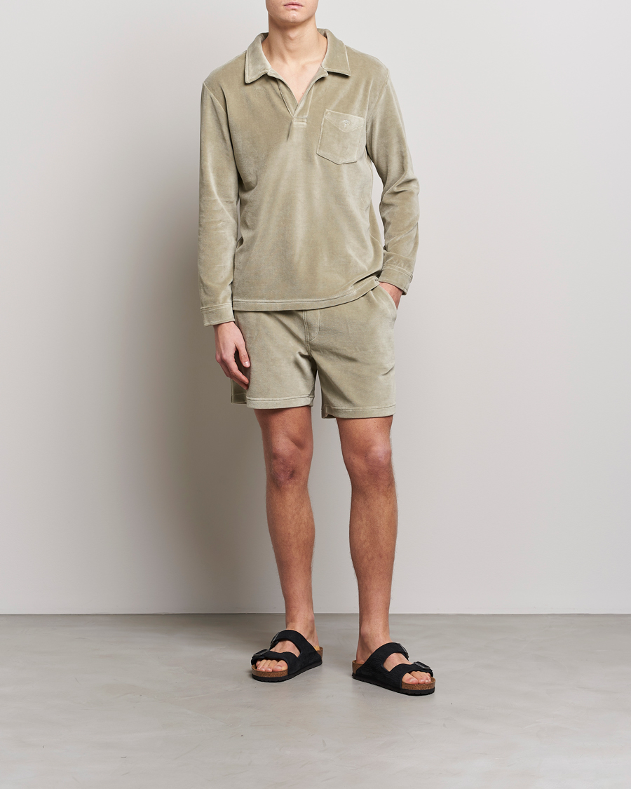 Herren | Shorts | OAS | Drawstring Velour Shorts Washed Grey