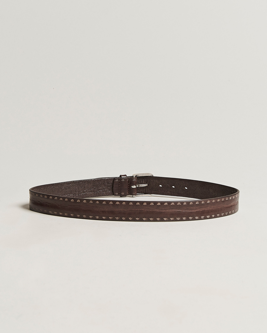 Herren | Orciani Hand Painted Leather Belt Dark Brown | Orciani | Hand Painted Leather Belt Dark Brown