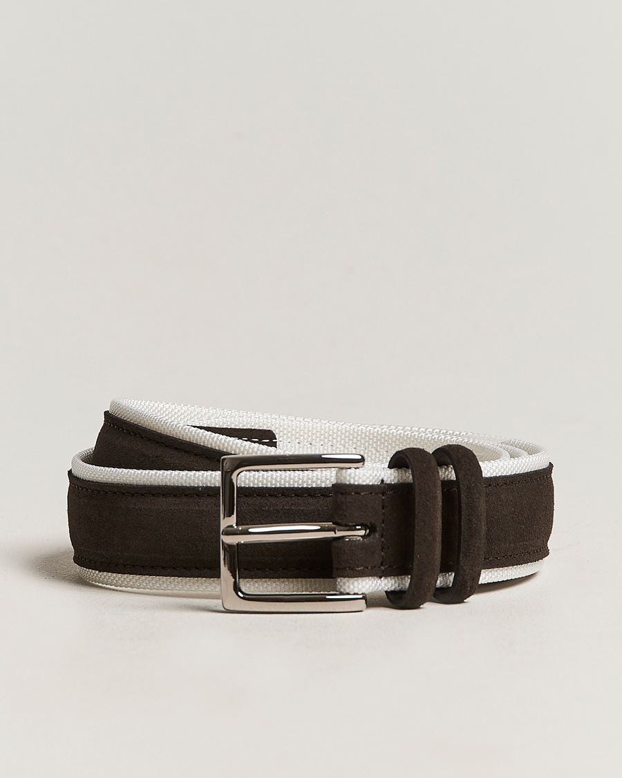Herren | Orciani Amalfi Suede/Canvas Belt Dark Brown | Orciani | Amalfi Suede/Canvas Belt Dark Brown