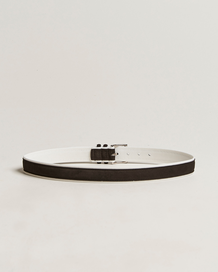 Herren | Orciani Amalfi Suede/Canvas Belt Dark Brown | Orciani | Amalfi Suede/Canvas Belt Dark Brown