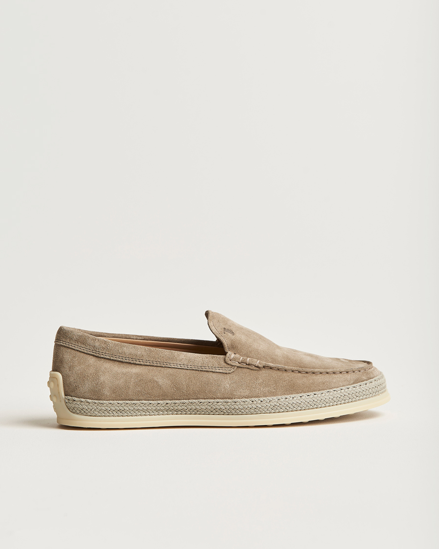 Herren | Tod's Raffia Loafers Taupe Suede | Tod's | Raffia Loafers Taupe Suede