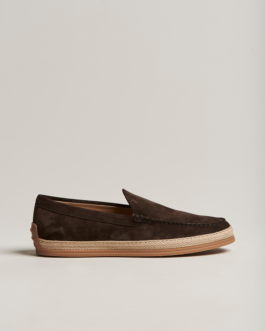 Herren | Tod's Raffia Loafers Dark Brown Suede | Tod's | Raffia Loafers Dark Brown Suede
