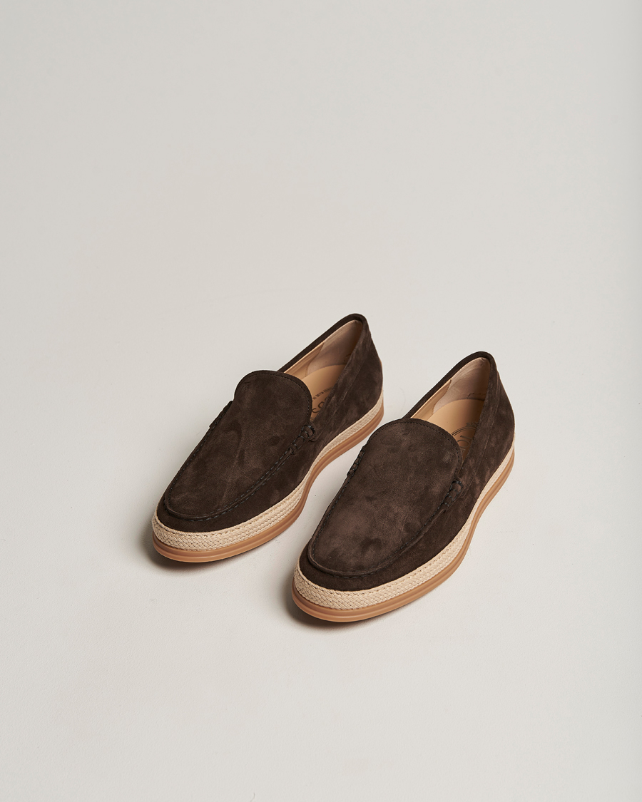Herren | Tod's Raffia Loafers Dark Brown Suede | Tod's | Raffia Loafers Dark Brown Suede