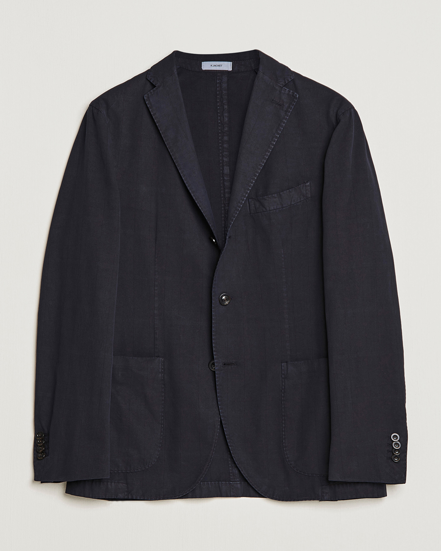 Herren | Sakkos | Boglioli | Cotton/Silk Prince Of Wales Check Blazer Navy