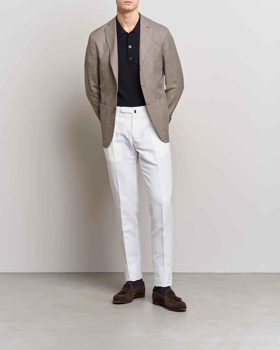 Herren | Sakkos | Boglioli | Wool/Linen Houndstooth Blazer Beige