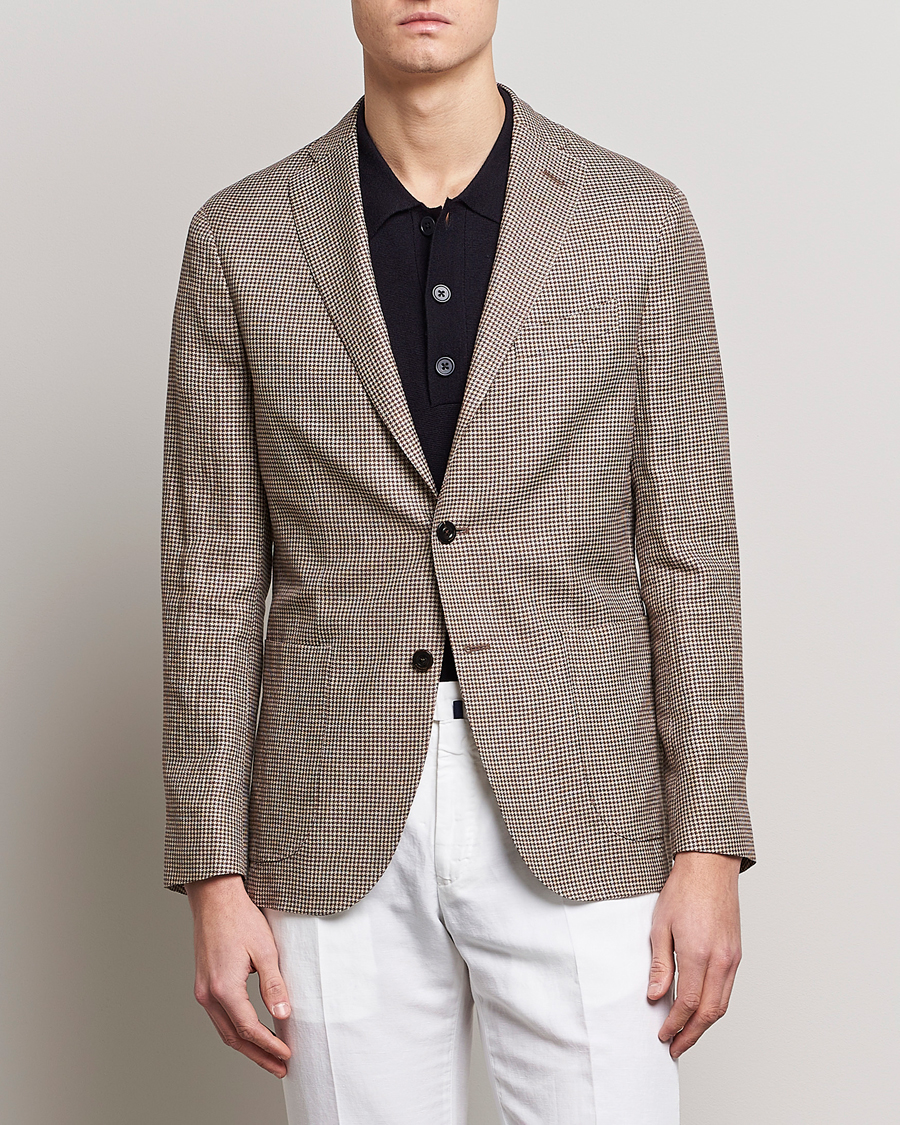 Herren | Sakkos | Boglioli | Wool/Linen Houndstooth Blazer Beige