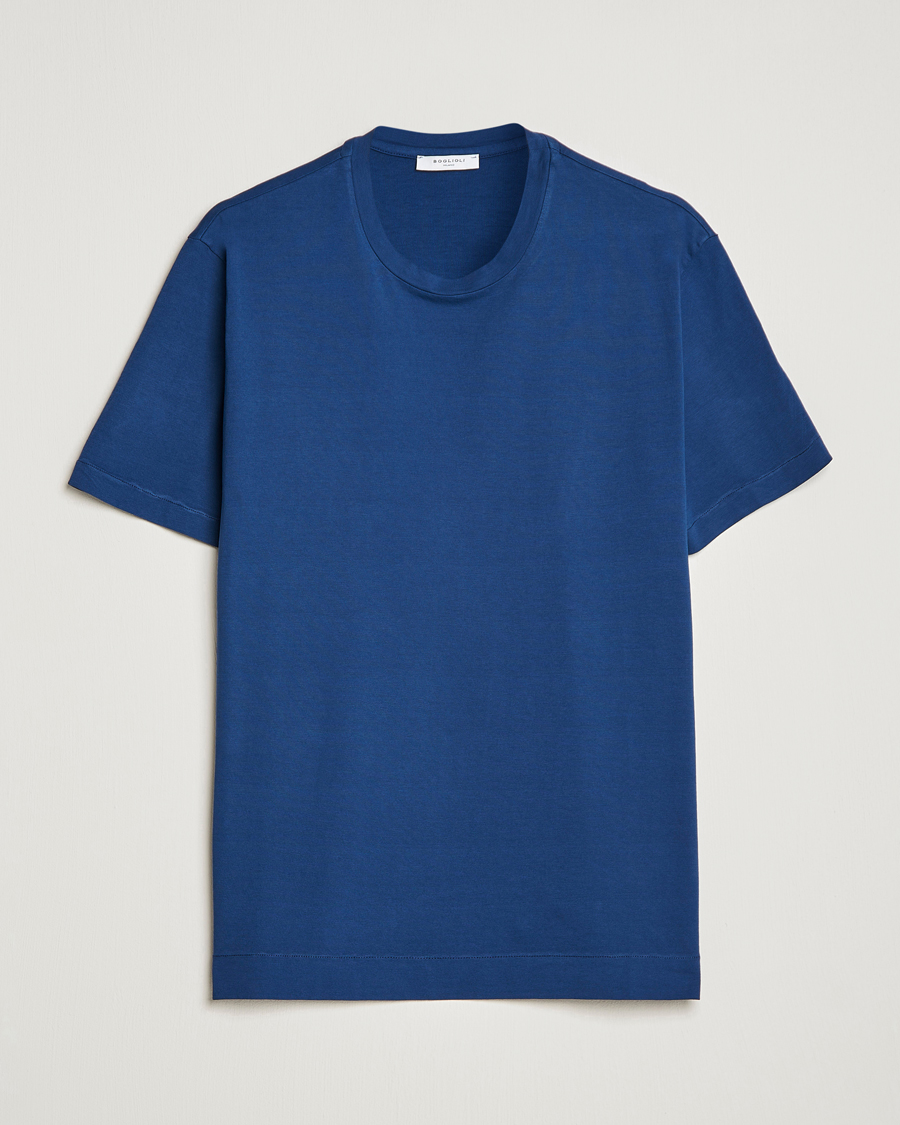 Herren | T-Shirts | Boglioli | Short Sleeve T-Shirt Washed Navy