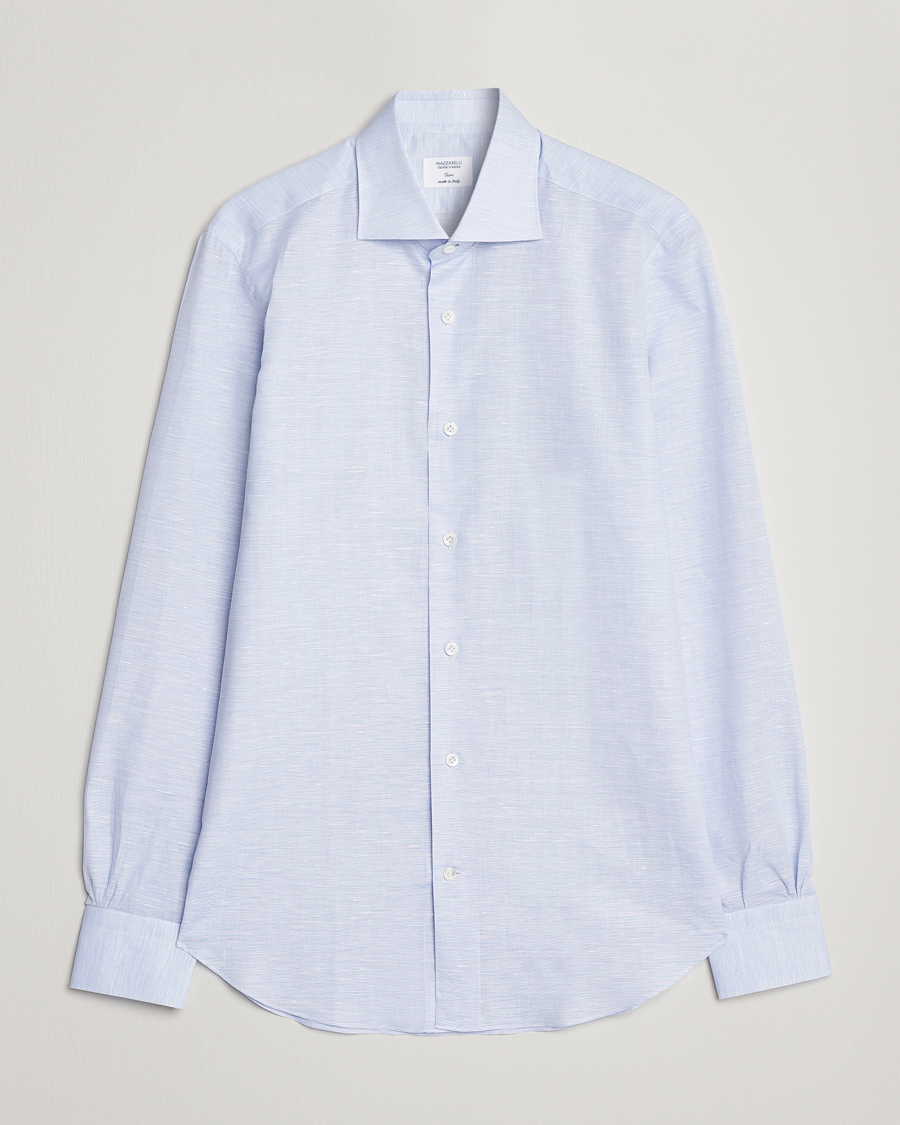 Herren | Hemden | Mazzarelli | Soft Cotton/Linen Shirt Light Blue