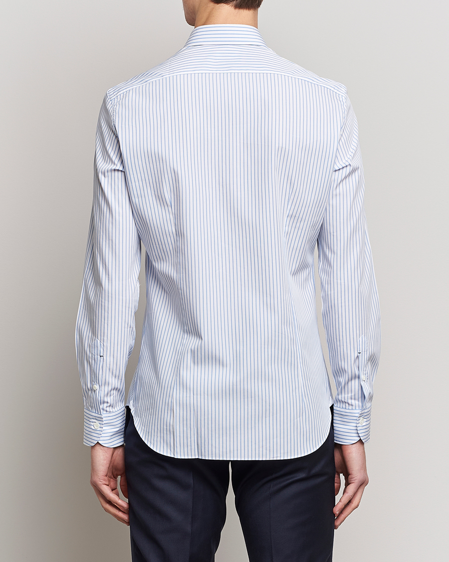 Herren | Hemden | Mazzarelli | Soft Cotton Cut Away Shirt Light Blue Stripe