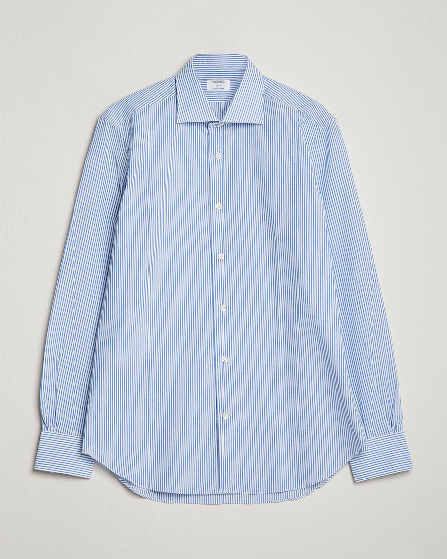 Herren | Hemden | Mazzarelli | Soft Seersucker Shirt Light Blue Stripe