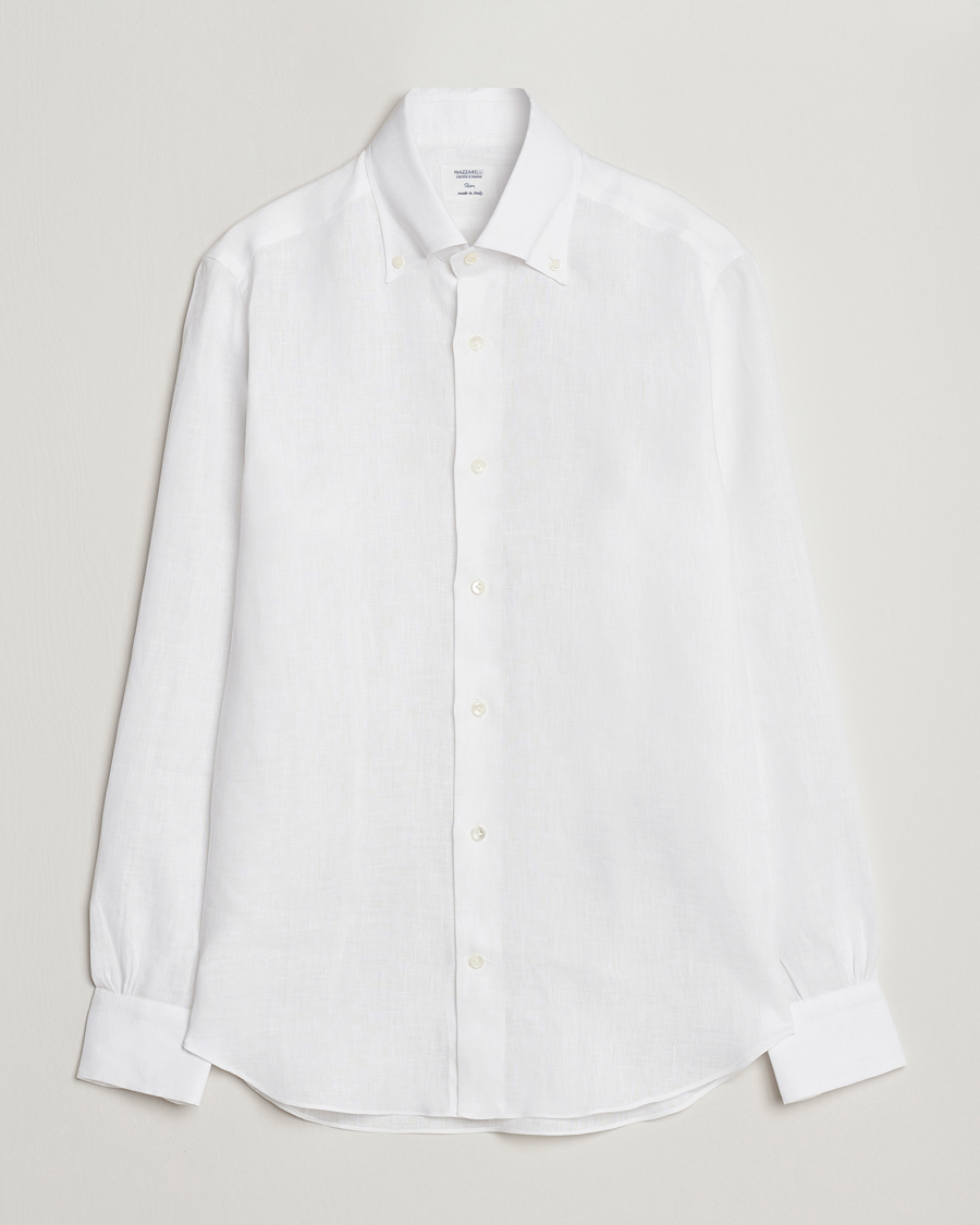 Herren | Hemden | Mazzarelli | Soft Linen Button Down Shirt White