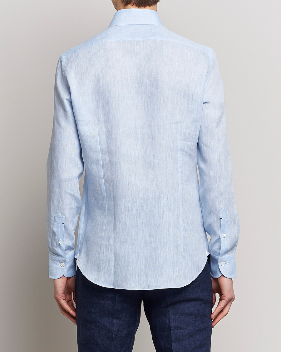 Herren | Hemden | Mazzarelli | Soft Linen Button Down Shirt Light Blue