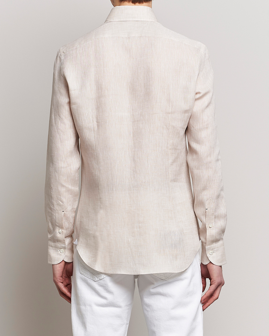Herren | Hemden | Mazzarelli | Soft Linen Button Down Shirt Beige