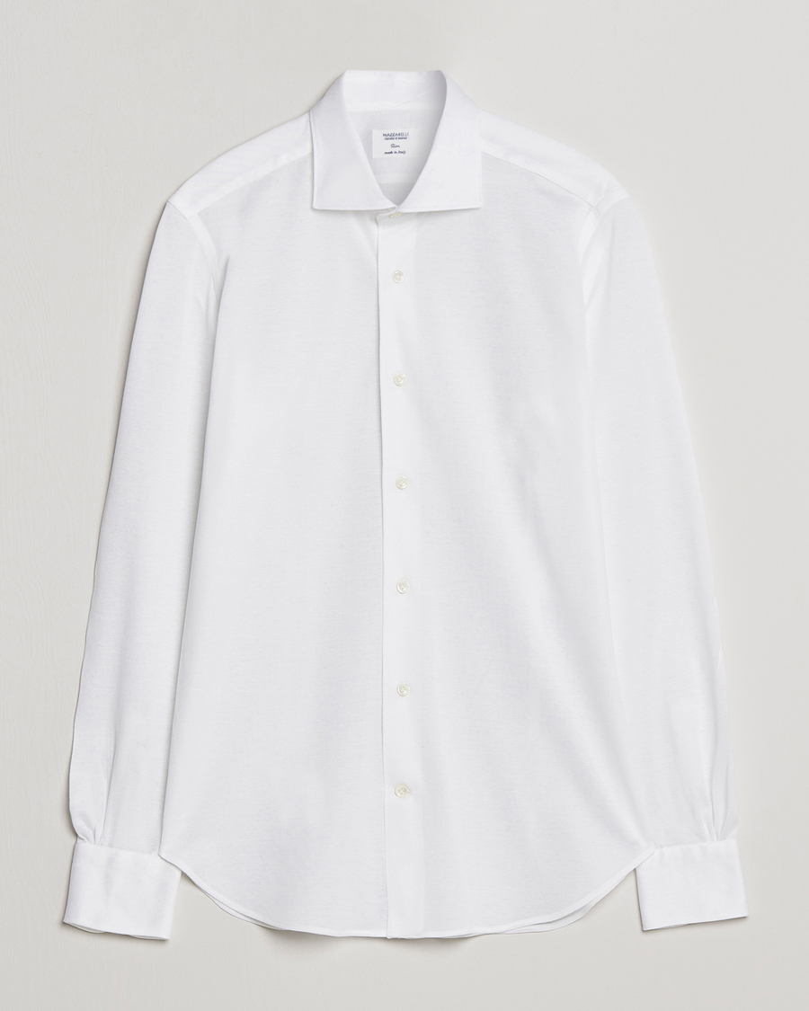 Herren | Hemden | Mazzarelli | Soft Washed Piquet Shirt White