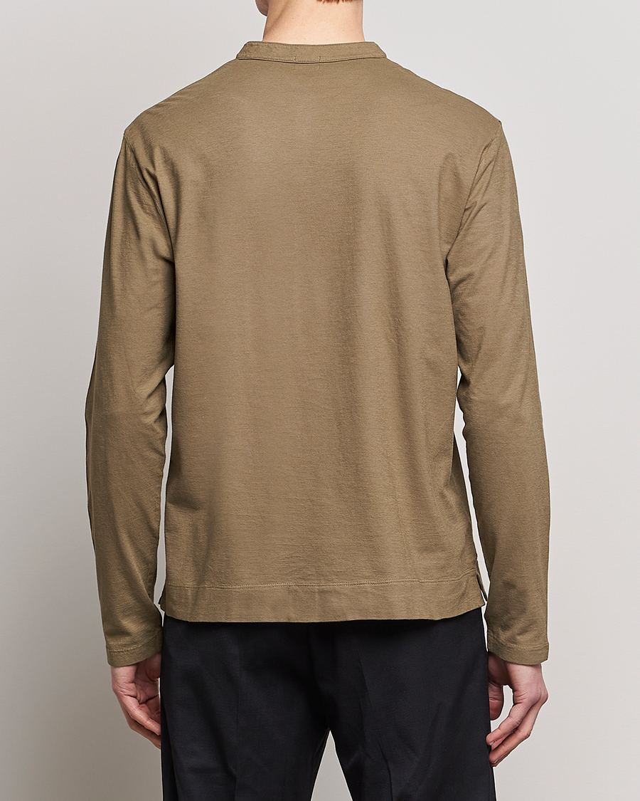 Herren | Pullover | Massimo Alba | Hawai Watercolor Henley Green Desert
