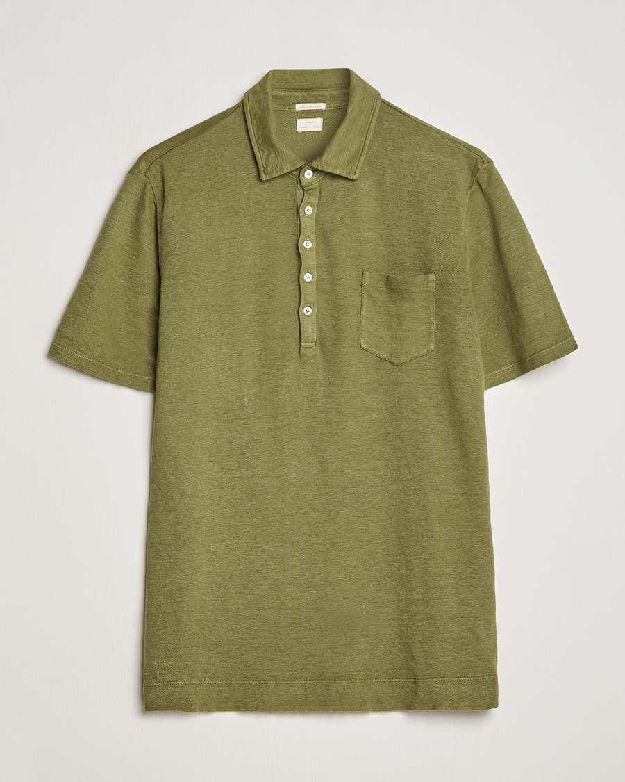 Herren | Poloshirts | Massimo Alba | Wembley Linen Polo Green Desert