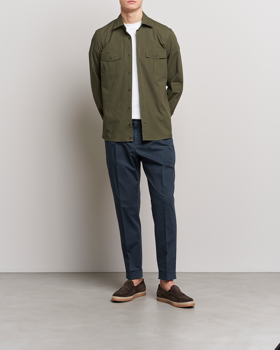 Herren | Hosen | PT01 | Slim Fit Pleated Linen Blend Trousers Navy