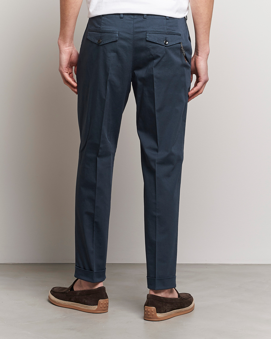 Herren | Hosen | PT01 | Slim Fit Pleated Linen Blend Trousers Navy