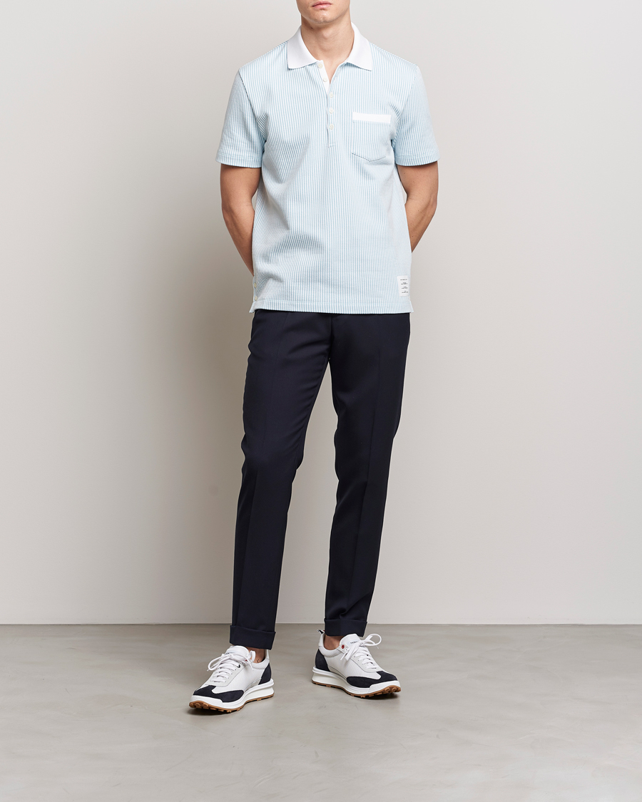 Herren | Poloshirts | Thom Browne | Short Sleeve Seersucker Polo Light Blue