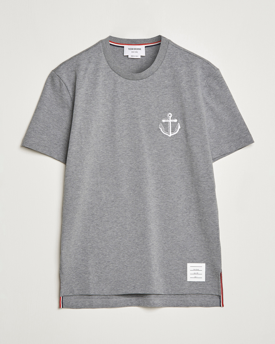 Herren | T-Shirts | Thom Browne | Anchor Embroidered T-Shirt Light Grey