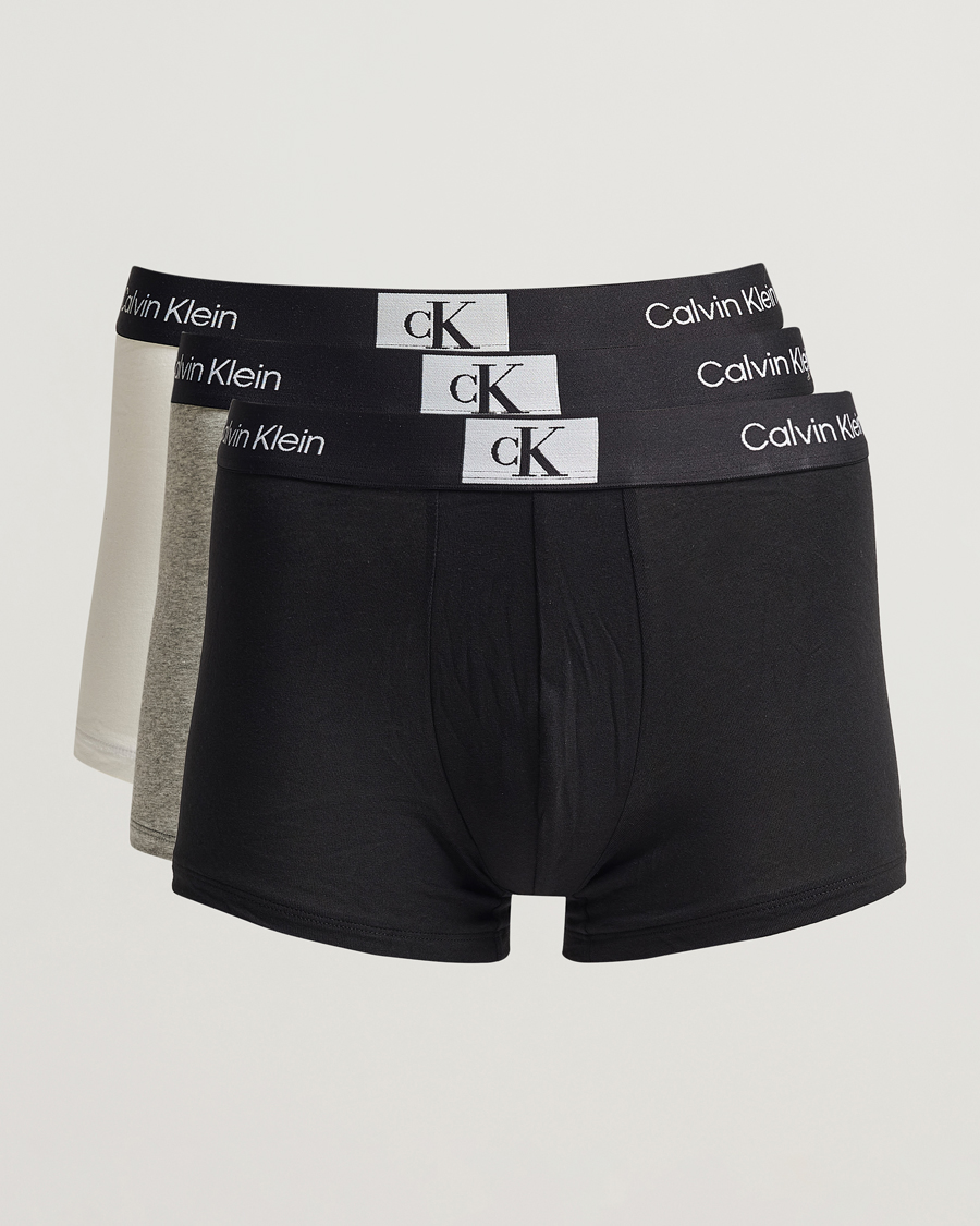 Herren | Unterwäsche | Calvin Klein | Cotton Stretch Trunk 3-pack Grey/White/Black